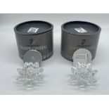 Two Boxed Swarovski Crystal Waterlily Candle Holde