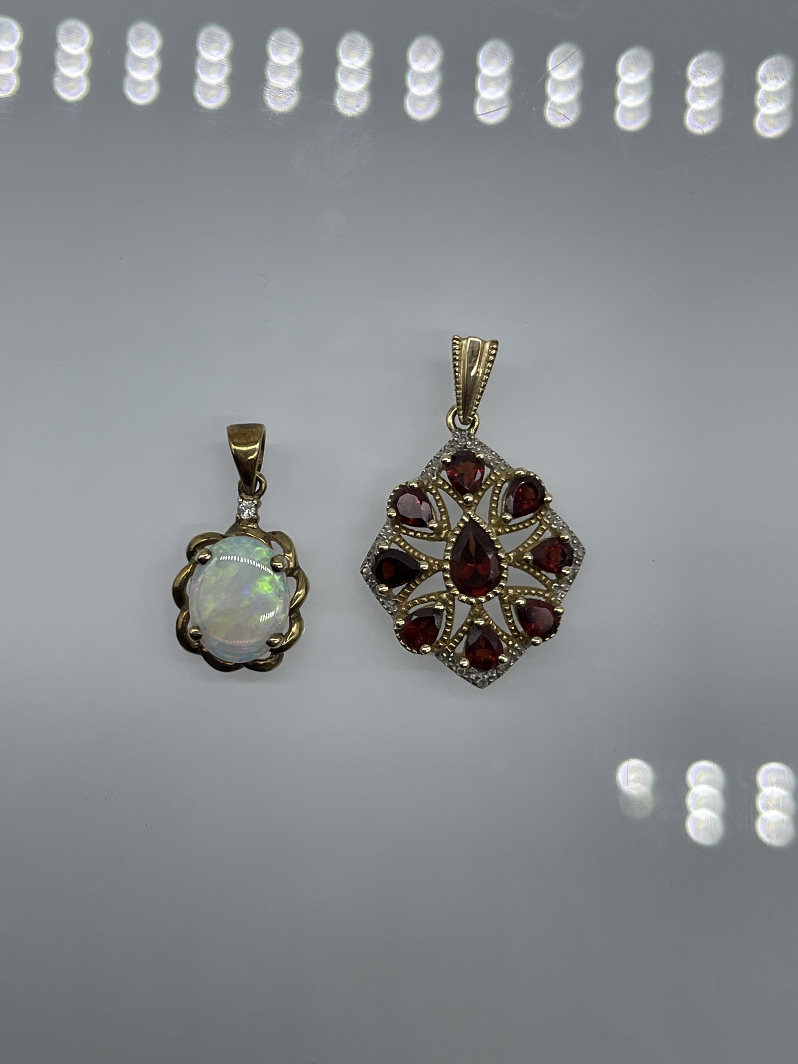 9ct Gold Ruby and Diamond Pendant, and 9ct Gold Op