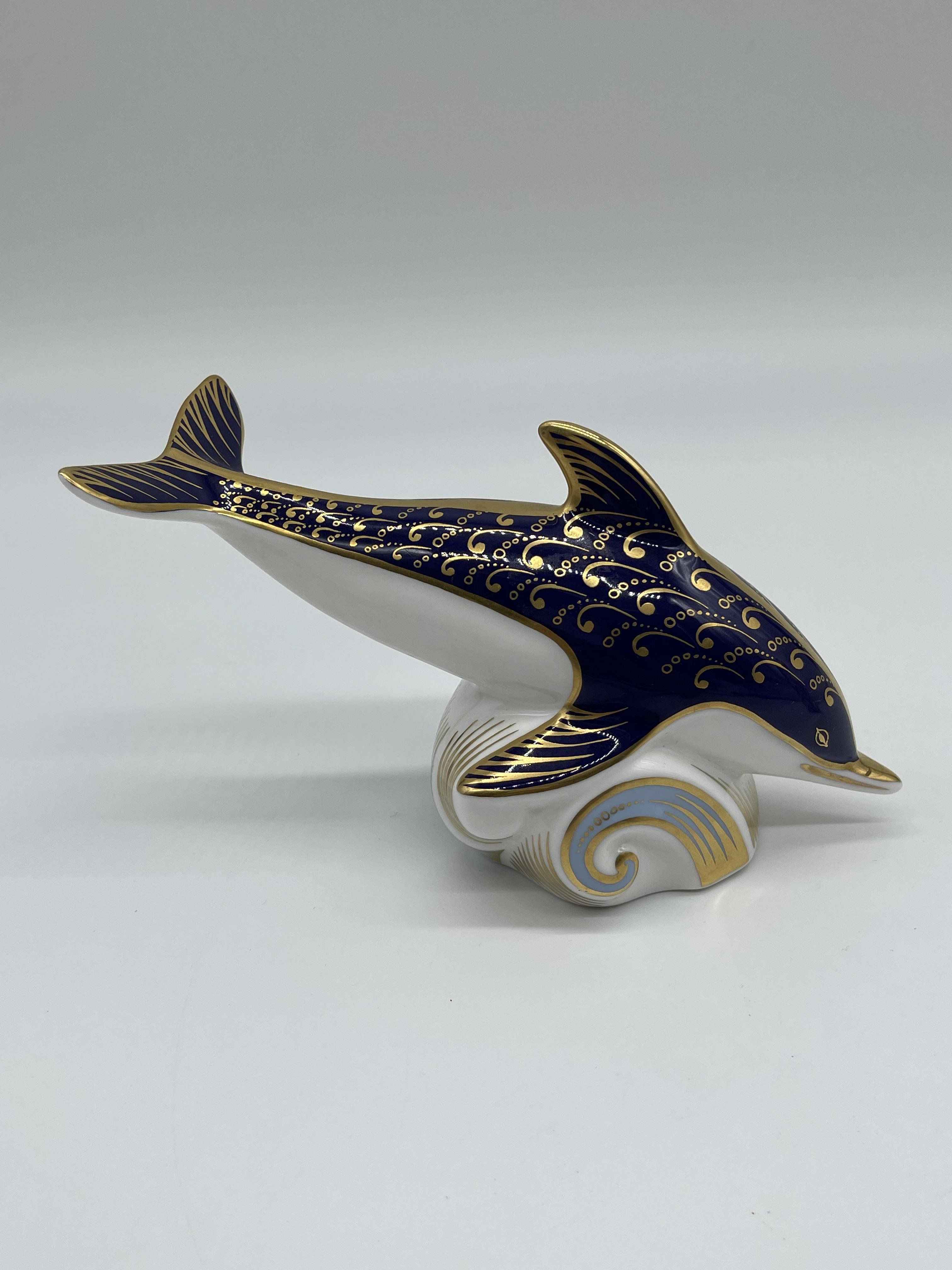 Royal Crown Derby - Blue Dolphin, and Royal Crown - Image 4 of 13