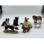 Collection of Seven Cat and Dog figurines to inclu