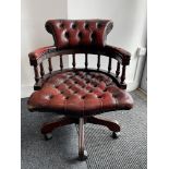 Captain's Swivel Leather Chesterfield Office Chair