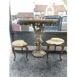 Marble Top Angle Console Table, along with Two Bea