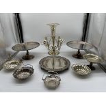 Assorted Silver Plated items to include Flower Vas