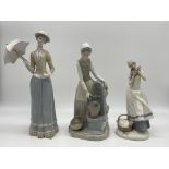 Three Porcelain Lady Figurines. Good condition, n