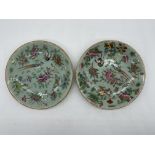 Pair of Antique Chinese Rose Canton Green Celadon