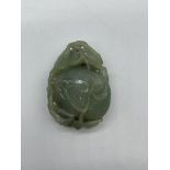 Oriental Chinese Carved Green Jade Pendant.