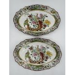 Pair of Antique Copeland Spode Pheasant Pattern Se