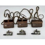Three WW1 Leather Cased Clinometers.