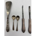 Assorted items to include HM Silver Handled Shoe H