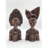 Two Balinese Wooden Carvings of Native Women.