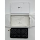 Dior Voyageur Ladies Wallet Black Cannage Lambskin