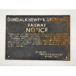 Dundalk Newry & Greenore Railway Notice Cast Iron