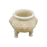 Ancient White Jade Lion Head Bowl