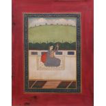 Khangra School Painting depicting princess playing sitar