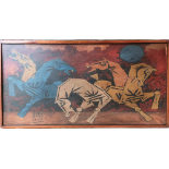 MF Husain 5 Horses oil on canvas 1999 123 x 50 cm