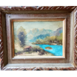 Walter Langhammer oil painting Indian Mountainous Landscape 33 x 24cm