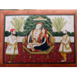 Indian miniature painting depicting Lord Shiva with Parvati 25.5 17.5 cm