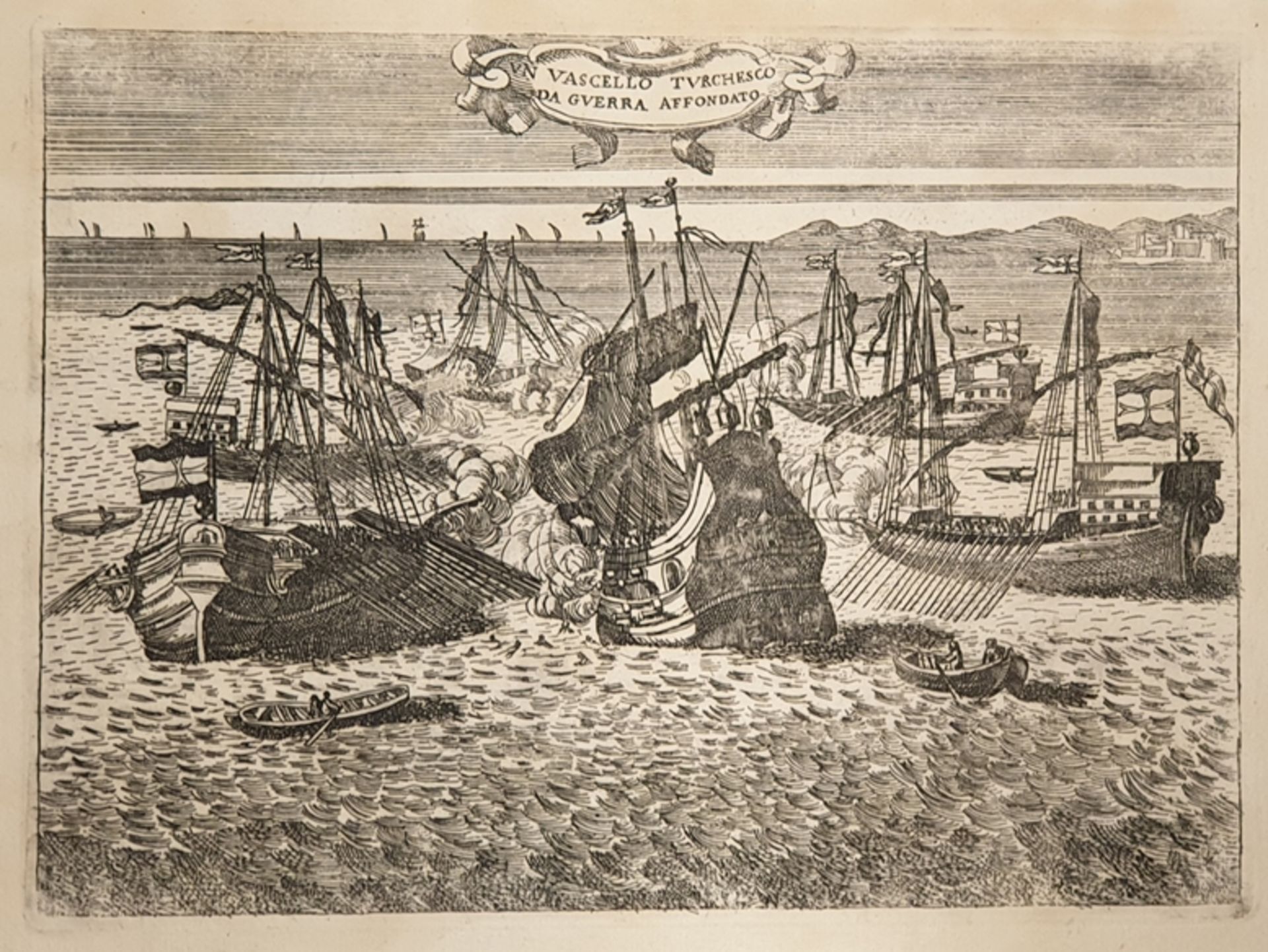 VN VASCELLO TURCHESCO DA GUERRA AFFONDATO, 18.Jahrhundert, Größe: ca. 33,5x24cm - Bild 2 aus 2