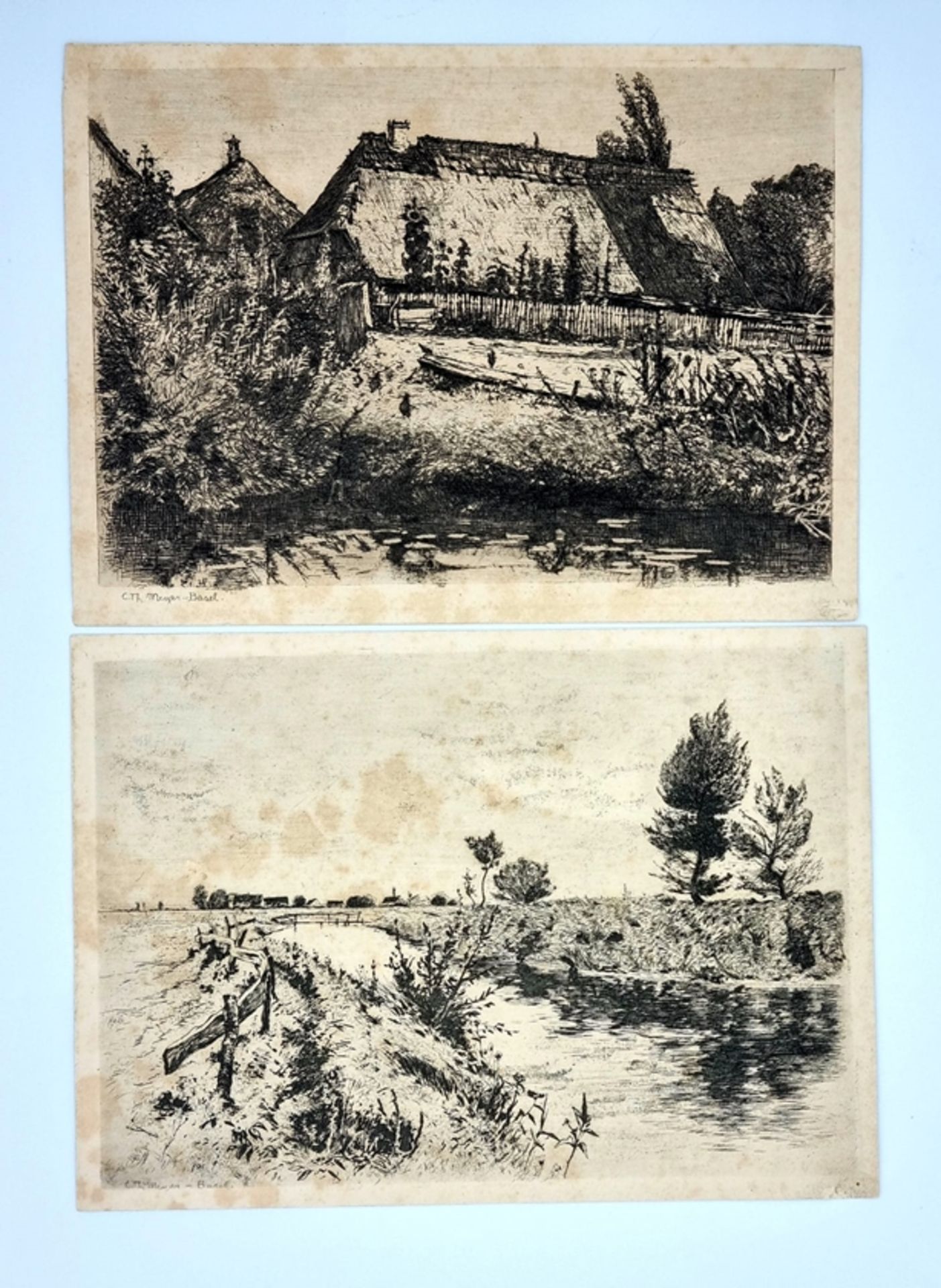 Carl Theodor Meyer - Basel (1860 - 1932) , 2 Radierungen, Blattgröße je: 25x18cm,