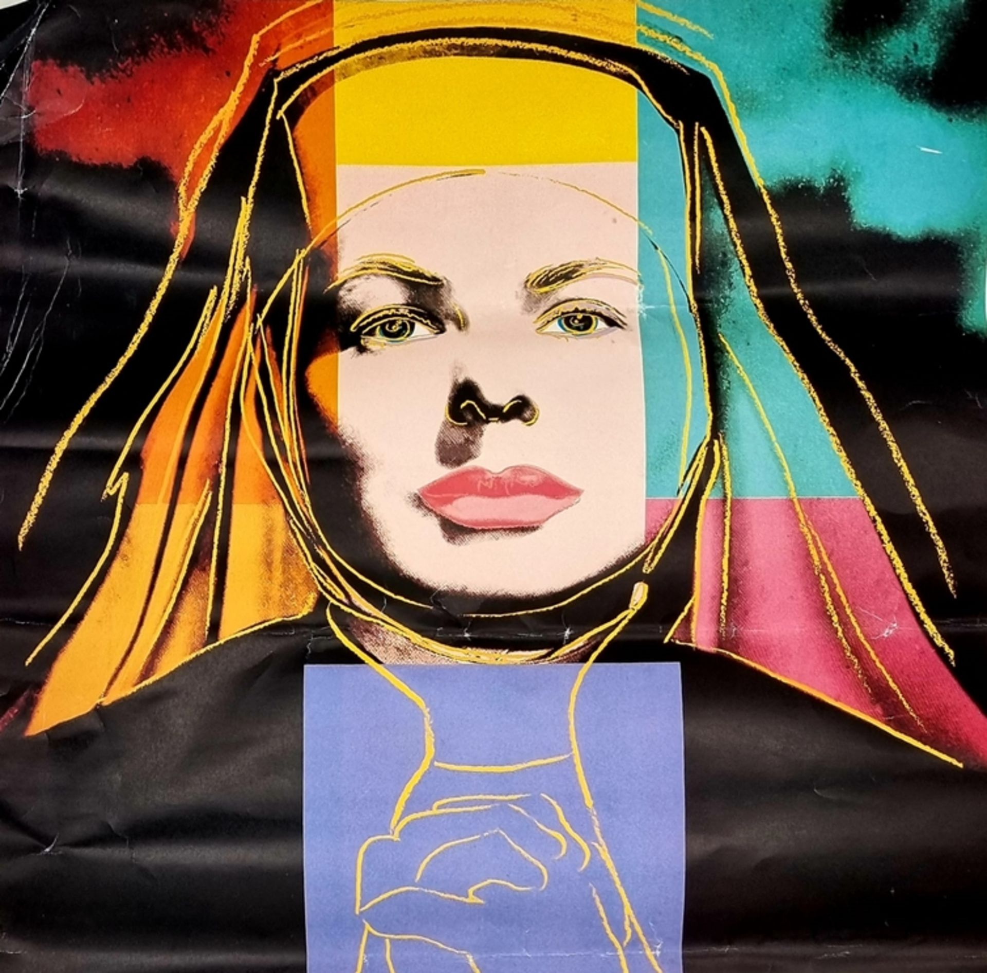 Ausstellungsplakat Andy Warhol , The Nun from Ingrid Bergman portfolio , Galerie Börjeson , Märch 1