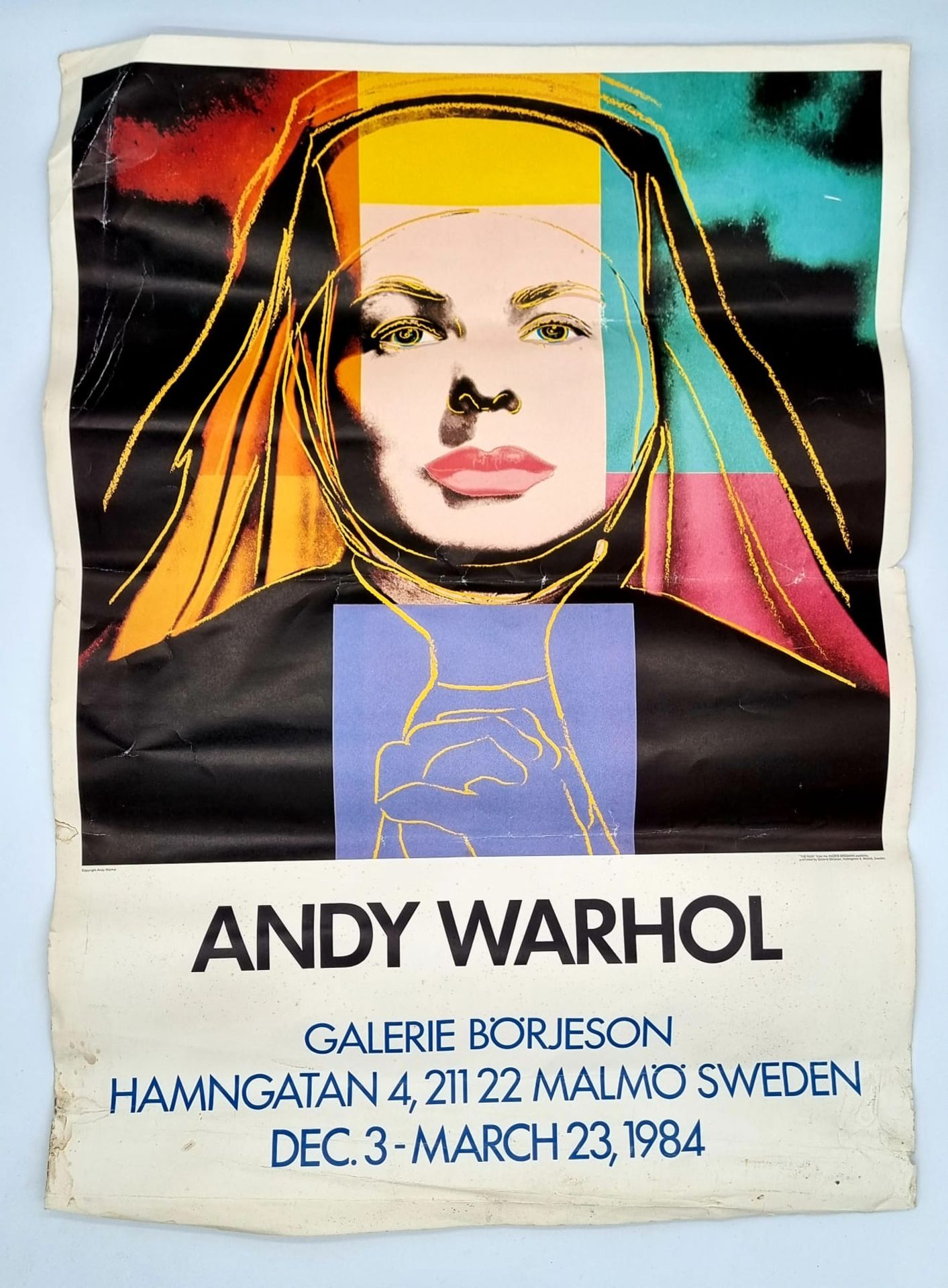 Ausstellungsplakat Andy Warhol , The Nun from Ingrid Bergman portfolio , Galerie Börjeson , Märch 1 - Bild 3 aus 6