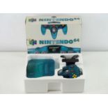 Nintendo 64 console - aqua blue see through - released in 2000 - NUS-S-TBF - in original box,