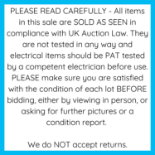 PLEASE READ CAREFULLY - All items in this sale are SOLD AS SEEN in compliance with UK Auction Law.