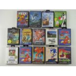 Sega Mega Drive games in cases including Sonic the Hedgehog, Sonic the Hedgehog 2, Fifa Soccer,