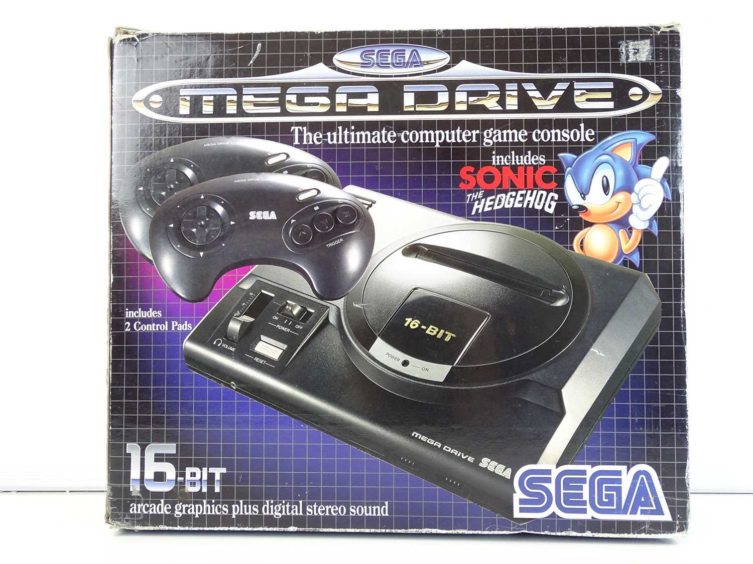 Sega Mega Drive video games console including Sonic the Hedgehog game - released in 1991 - in