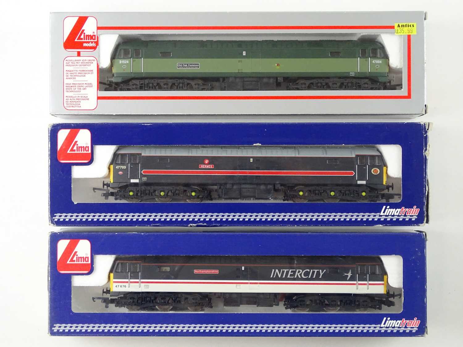 A group of LIMA OO Gauge class 47 diesel locomotives, in various liveries - G/VG in G boxes (3)