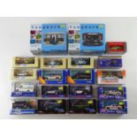 A mixed collection of 1:43 scale police cars and vans by CORGI, VANGUARDS and others - VG in G/VG