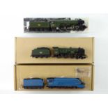 A group of unboxed OO gauge steam locomotives comprising a HORNBY 'Mallard' and 'E.C. Trench'