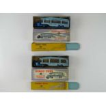 A pair of DINKY Toys 982 Pullmore Car Transporters in mid blue cab/light blue decks, both with