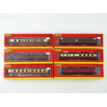 A mixed group of HORNBY OO gauge Mark 1 and Stanier coaches in BR liveries - VG/E in VG boxes (6)