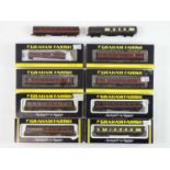 A mixed group of N gauge GRAHAM FARISH coaches in different liveries - G/VG in F/VG boxes (where