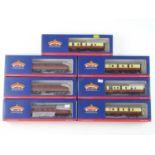 A group of BACHMANN OO gauge coaches including mostly BR Mark 1 examples in various BR liveries -