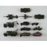 A group of playworn DINKY Military Vehicles to include an early 22f Army Tank (replacement tracks) -