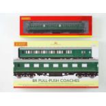 A HORNBY OO gauge R4534D Pull-Push twin Maunsell coach pack together with an ex-LSWR non-corridor