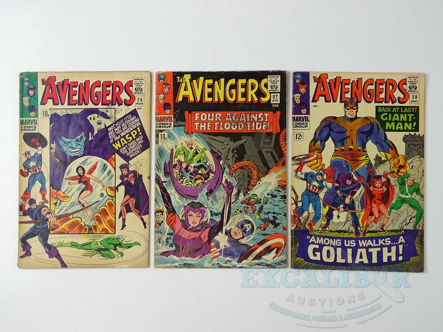 AVENGERS #26, 27, 28 (3 in Lot) - (1966 - MARVEL - US Price & UK Price Variant) Includes First