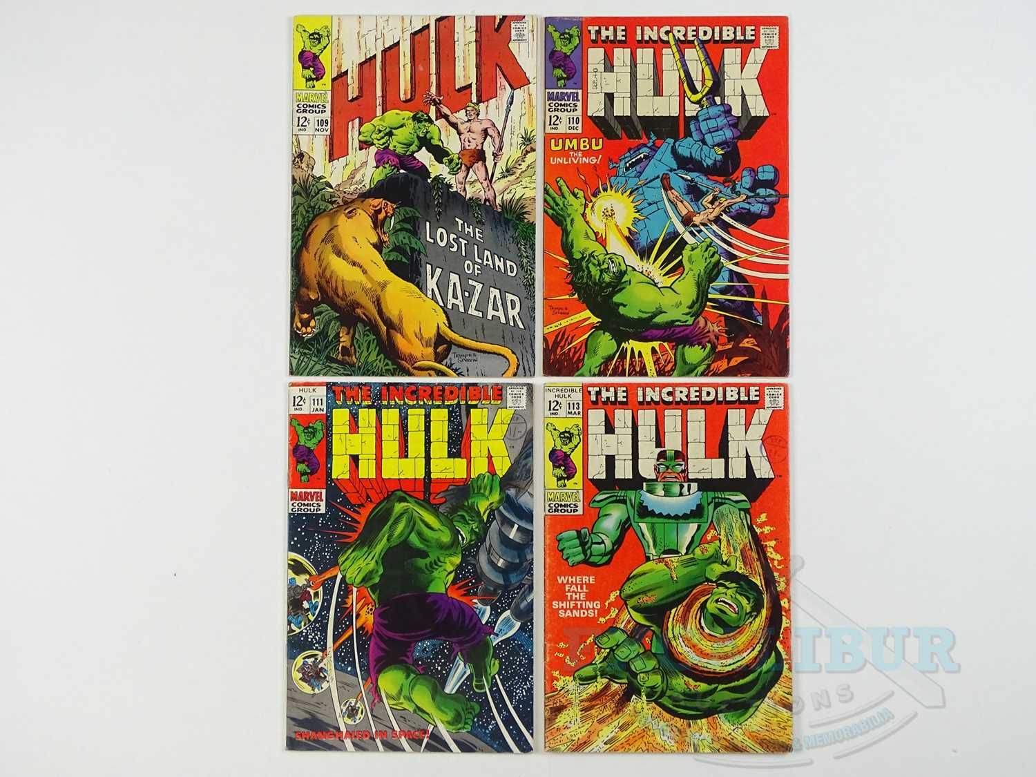 INCREDIBLE HULK #109, 110, 111, 113 (4 in Lot) - (1968/69 - MARVEL - US Price & UK Cover Price) -