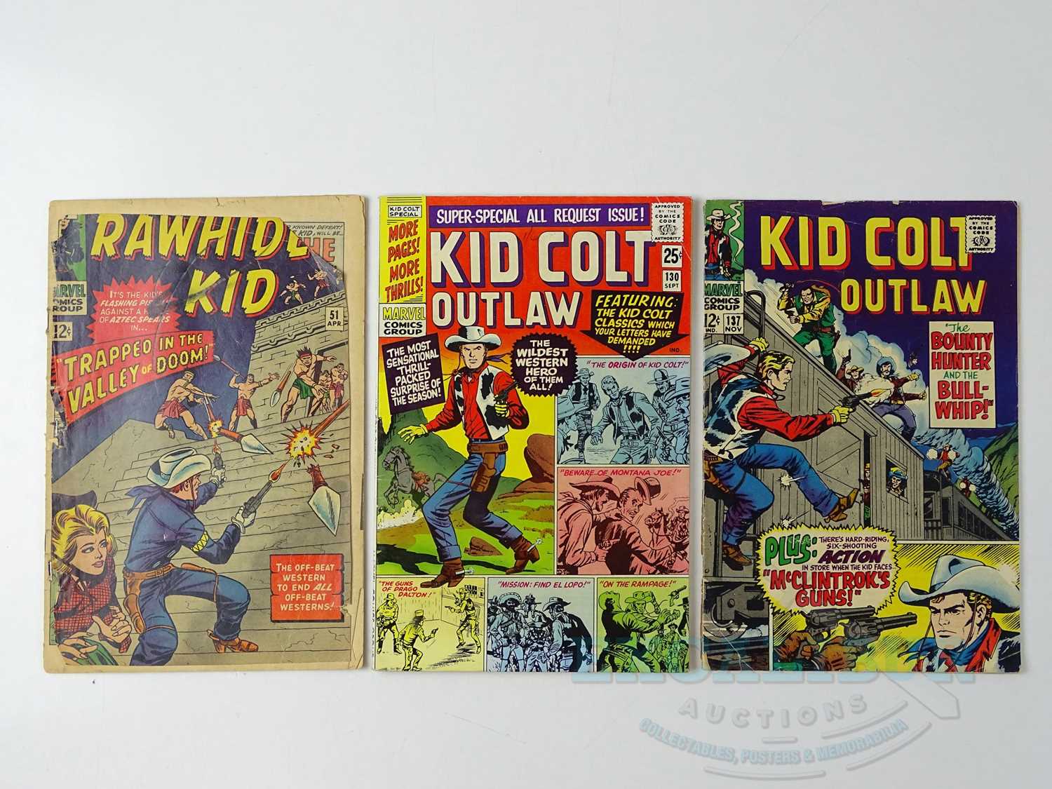 RAWHIDE KID #51 & KID COLT OUTLAW #130, 137 (3 in Lot) - (1966/67 - MARVEL) Includes origin of Kid