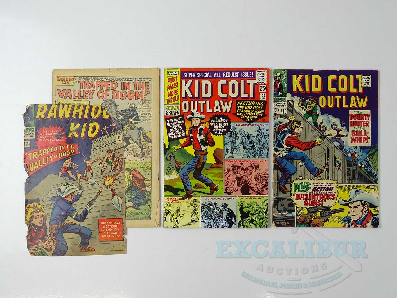 RAWHIDE KID #51 & KID COLT OUTLAW #130, 137 (3 in Lot) - (1966/67 - MARVEL) Includes origin of Kid - Bild 2 aus 3