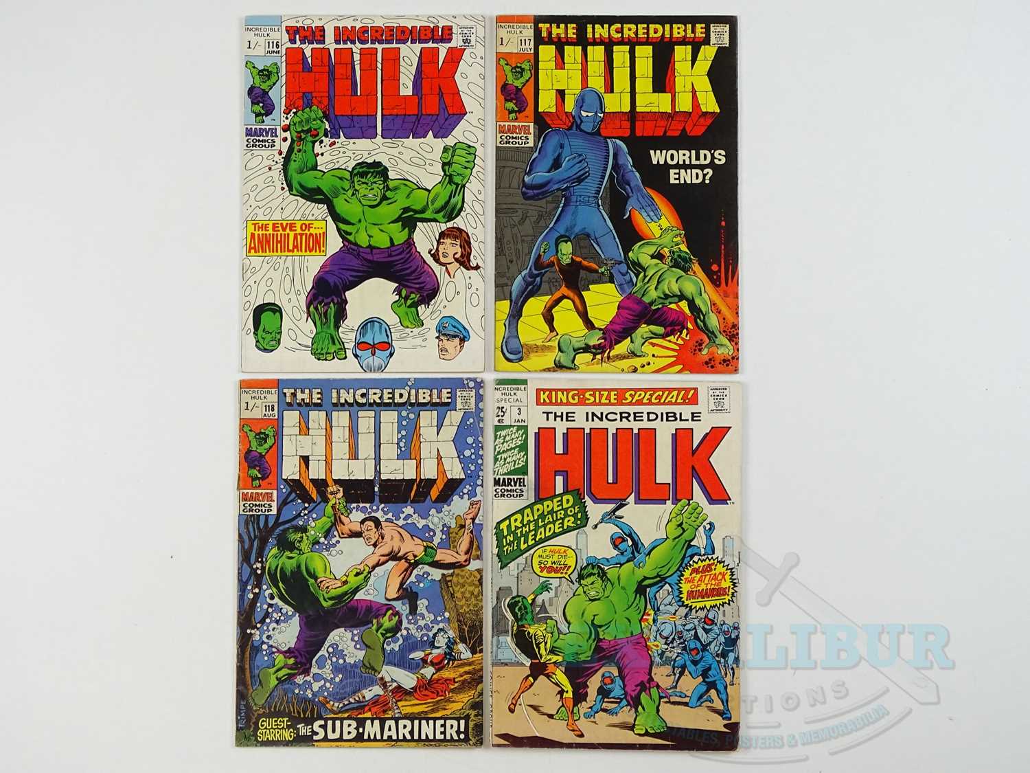 INCREDIBLE HULK #116, 117, 118 & KING-SIZE SPECIAL #3 (4 in Lot) - (1969/71 - MARVEL - US Price & UK