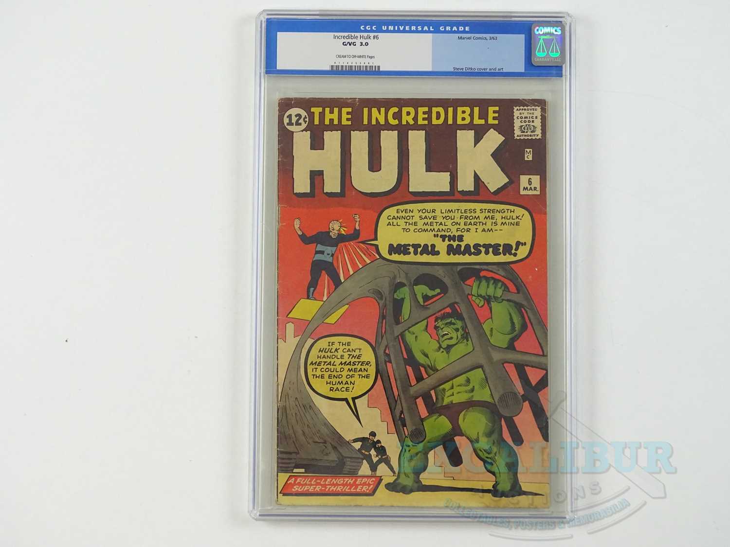 INCREDIBLE HULK #6 (1963 - MARVEL) - GRADED 3.0 (G/VG) by CGC - Steve Ditko cover & interior art -