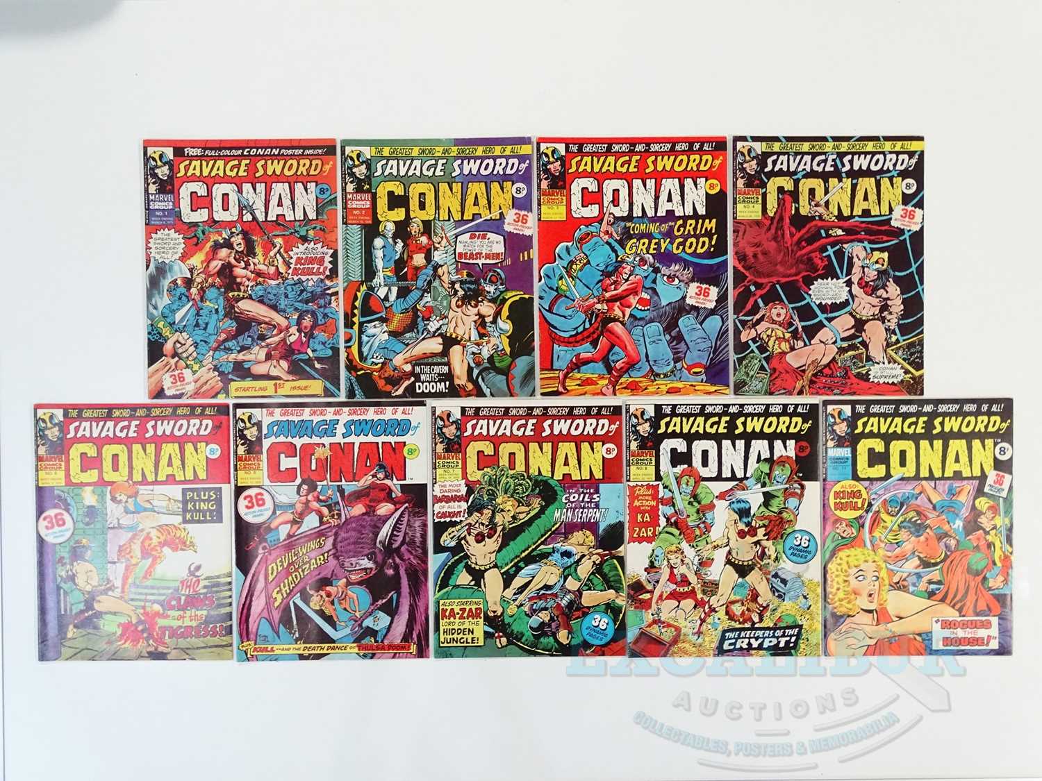 SAVAGE SWORD OF CONAN #1, 2, 3, 4, 5, 6, 7, 8, 11 (9 in Lot) - (1975 - BRITISH MARVEL) - First