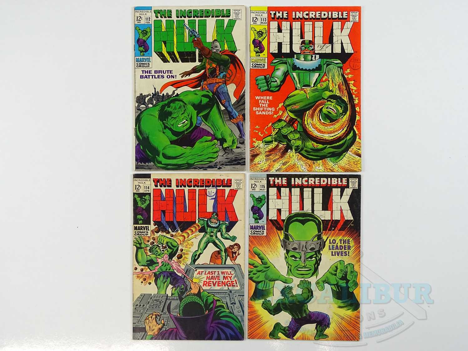 INCREDIBLE HULK #112, 113, 114, 115 (4 in Lot) - (1969 - MARVEL - US Price & UK Cover Price) -