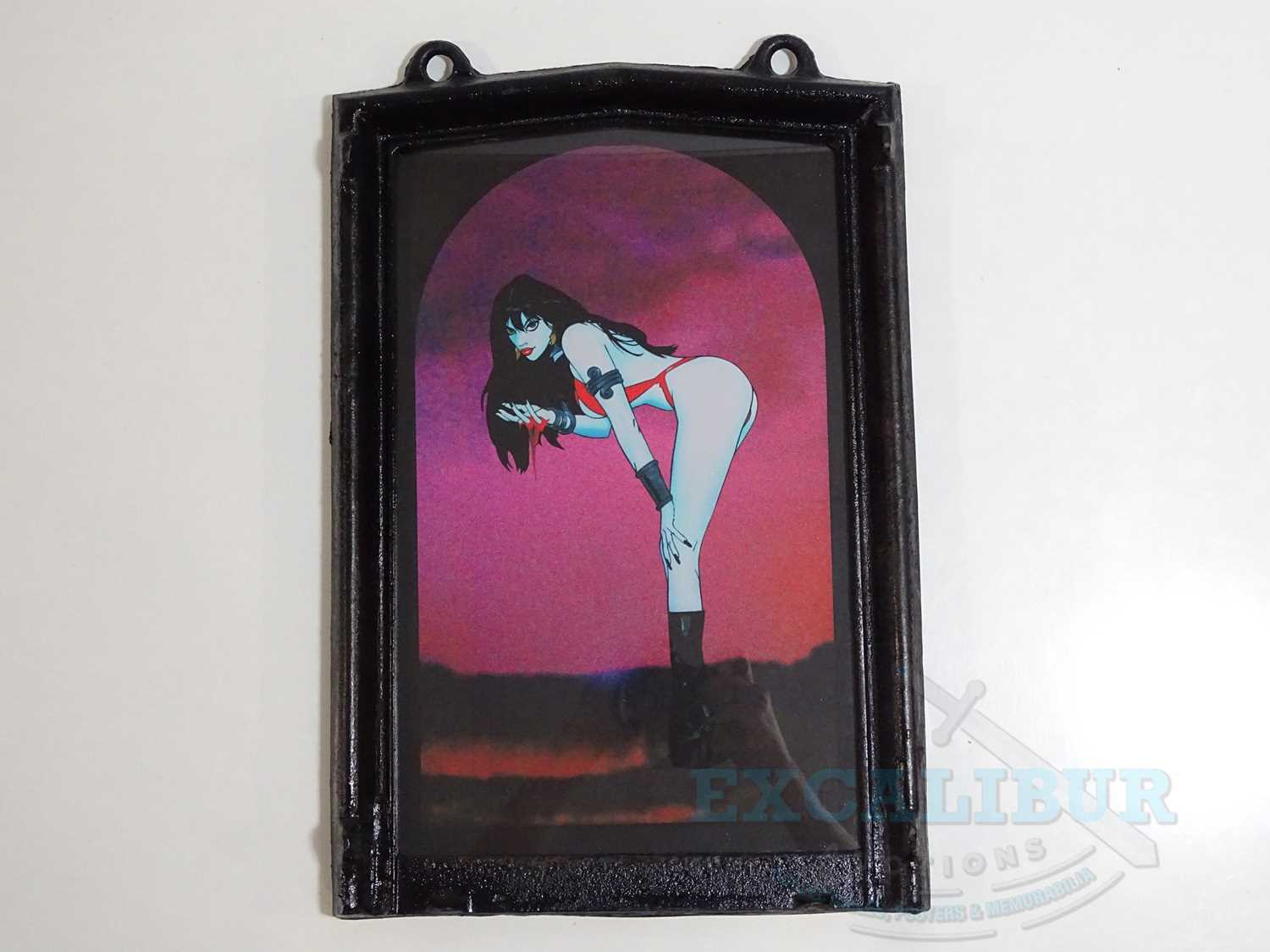 VAMPIRELLA (1996) - A unique handmade Vampirella painting in a cast iron frame made by John