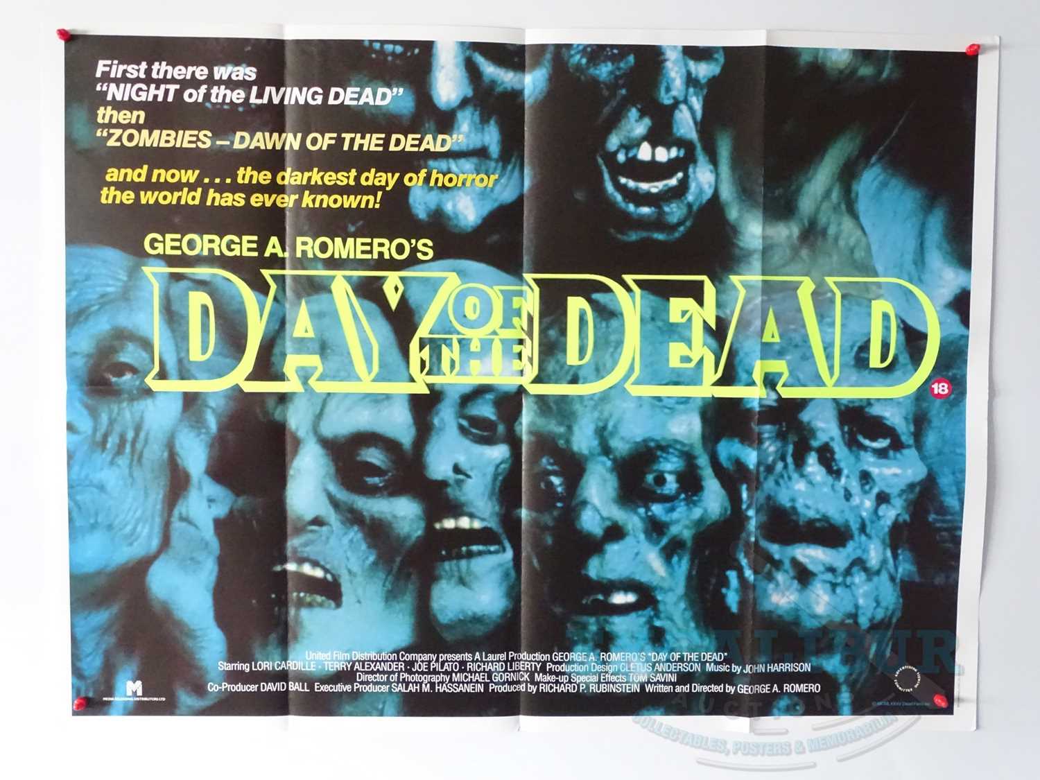 DAY OF THE DEAD (1985) - UK quad film poster - first release - GEORGE A ROMERO - 'Wall of Zombies'