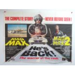 MAD MAX/MAD MAX : THE ROAD WARRIOR (1981) - A UK quad double bill film poster for the first