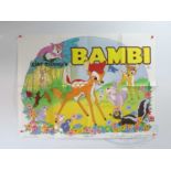 WALT DISNEY : BAMBI (1985 release) - A group of movie memorabilia items comprising a UK quad film